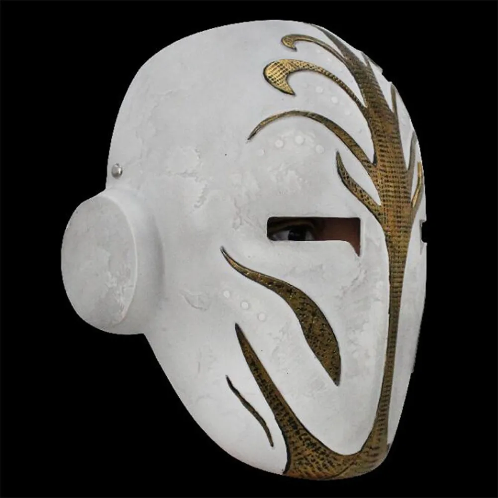 Jedi Fallen Samurai Mask Halloween Makeup Ball Party Mask Movies Role Play Prop Resin - White