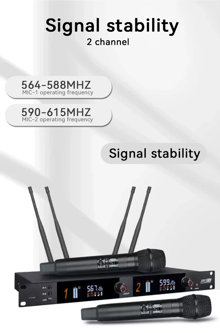 Paulkitson HT-5120 Professionelles Drahtloses Mikrofonsystem True Diversity 2-Kanal 564~615MHz Handmikrofon für Bühnenauftritte – Detail 9