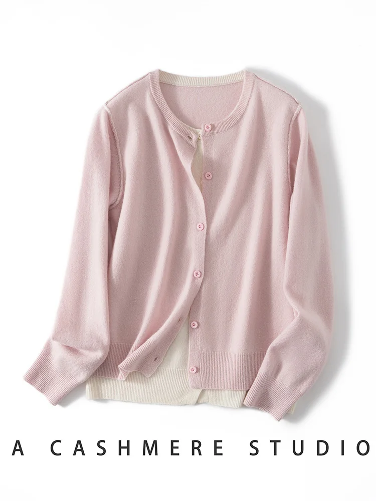 MEETCC المرأة 100% الكشمير وهمية 2 قطعة سترة ربيع الخريف سترة ناعمة تنوعا ملابس خارجية الكورية تريكو غير رسمي #3