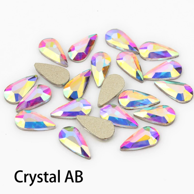 3D Nail Art Rhinestones 30/100pcs 10 Color Gems Flatback Stones For Nail art DIY Decorations Manicure Diamond Water Drop Shape