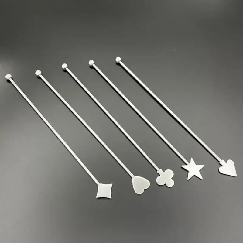 Stainless Steel Stirring Stick Long Handle Bar Spoon Star Heart Shape Cocktail Stirrer For Coffee Milk Tea Home Cafe Decor 1PC