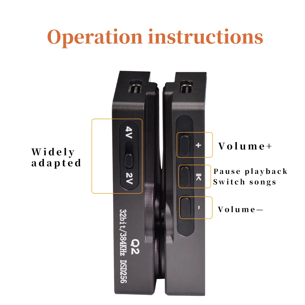 QIGOM Q2 Portable Earphone Amplifier, Dual 43131 Decoding Chip, 3.5/4.4mm Dual Output, Reduce Distortion, for 16-600Ω Earphone