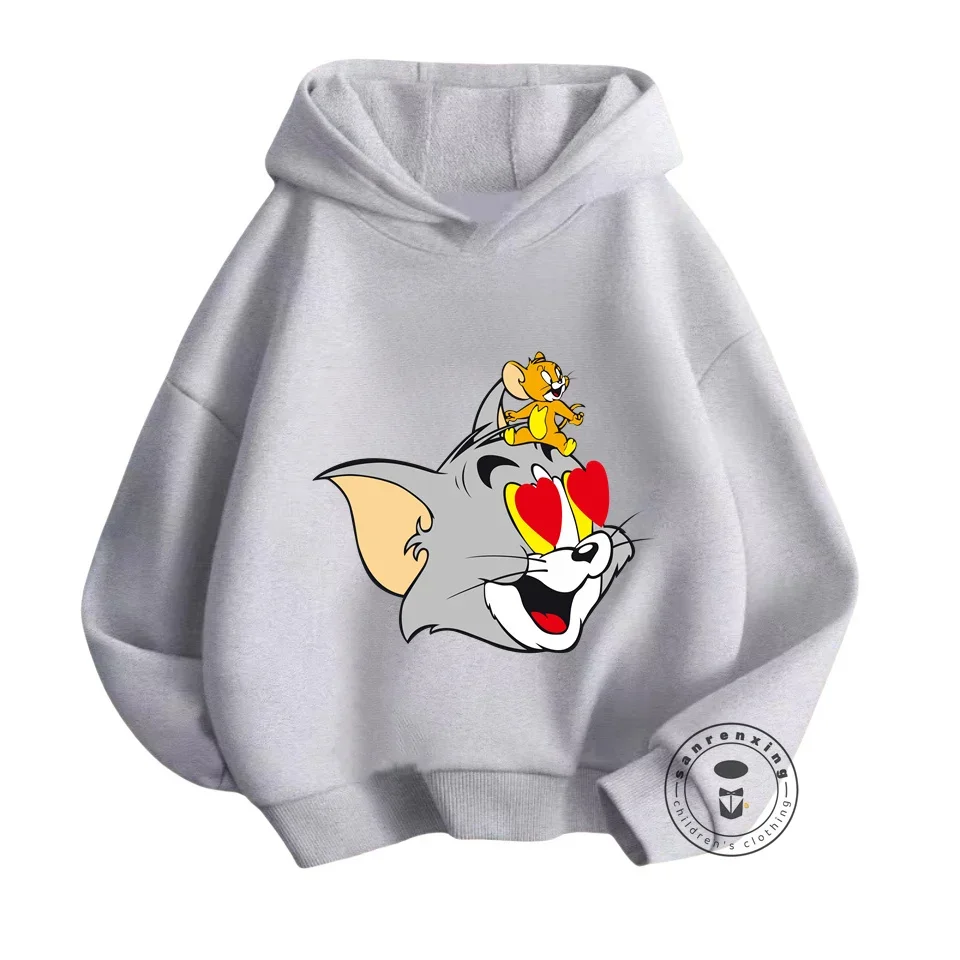 Cute and Kawaii Tom and Jerry Patterns on Trendy Warm Hoodies for Kids Perfect Autumn and Winter Fashion with a Hip-Hop Style