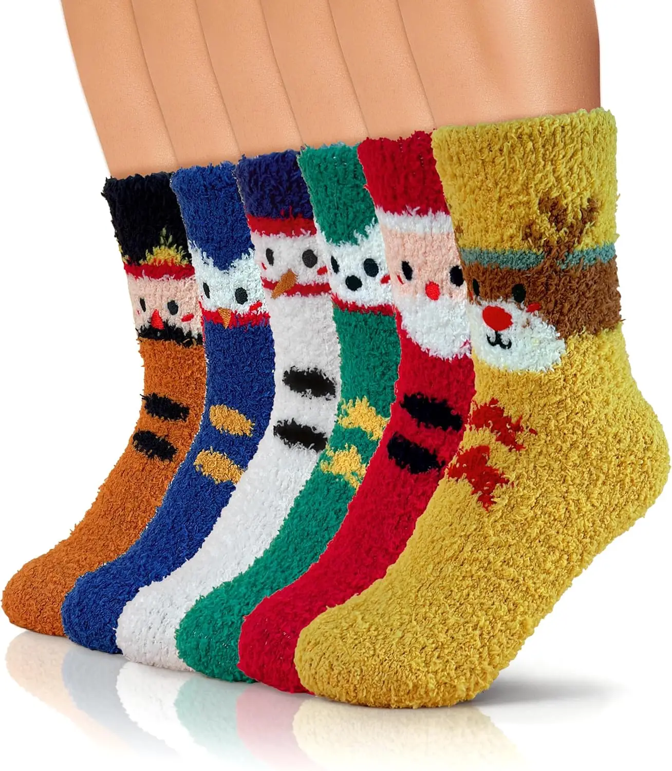 

Нечеткие теплые мягкие и уютные милые рождественские носки, комплект из 6 предметов — идеальный подарок на Рождество