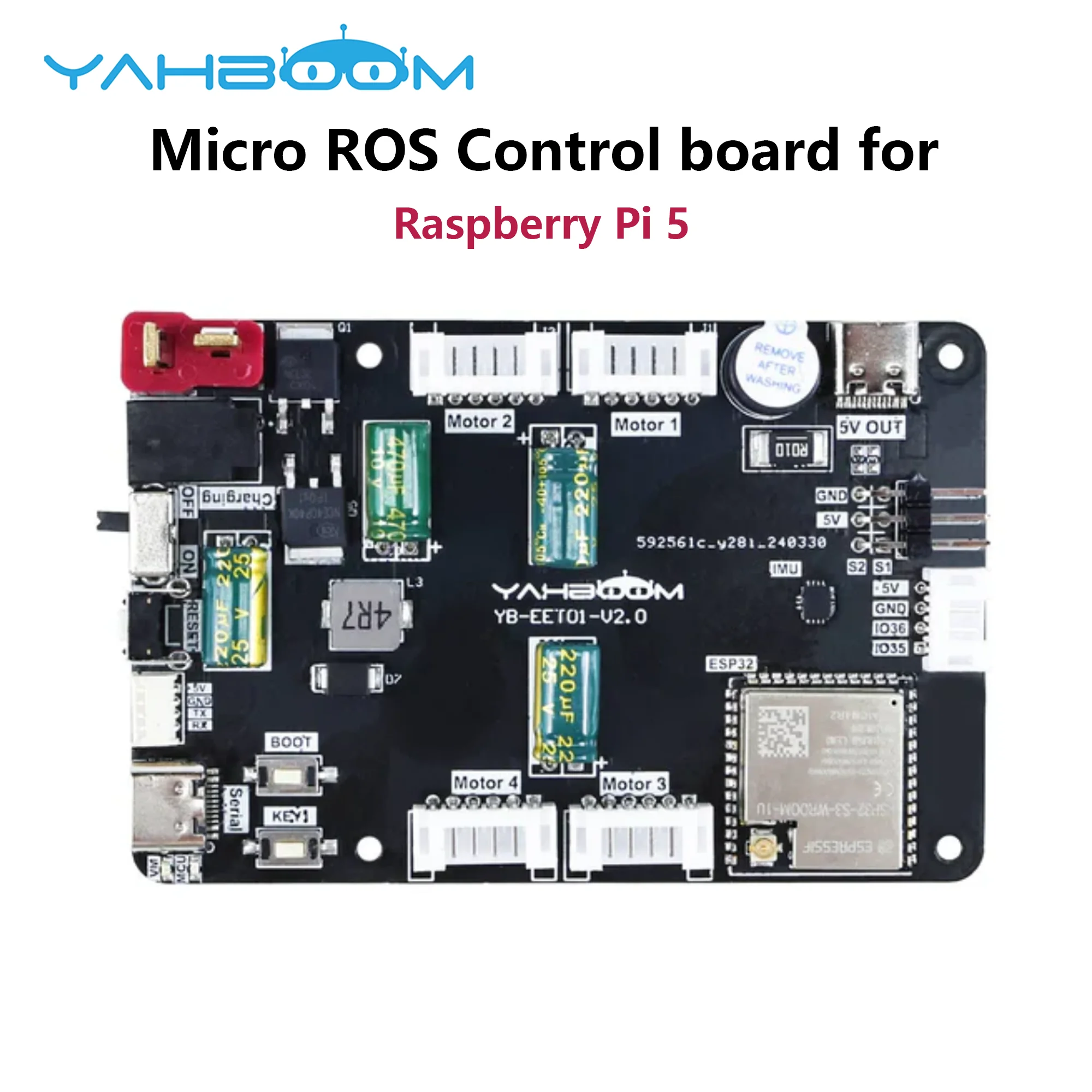 

Raspberry Pi 5 Robot ESP32 Control Board Expansion Board With 6-Aixs IMU PWM Servo Motor Interface Buzzer Support ROS2 MicroROS