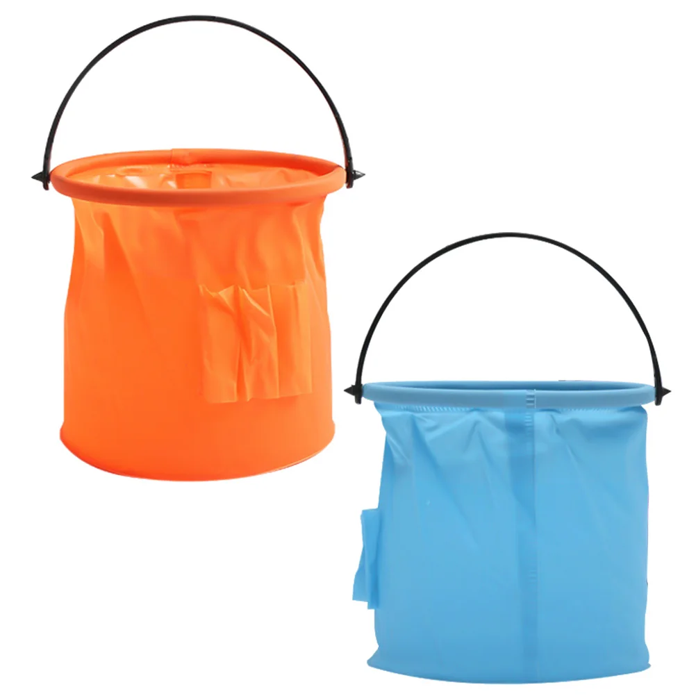 2 Pcs Pencil Bucket Artist Paint Brush Cleaner Reusable Folding Foldable Fishing Plastic Washing Collapsible Portable Washer