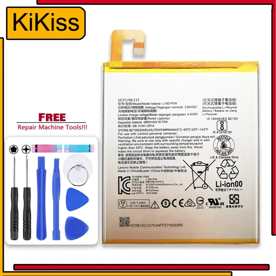 

Kikiss L16D1P34 4850mAh Battery For LENOVO TAB 4 TAB4 8 TB-8504N TAB4 8 plus 8plus Bateria Batteries