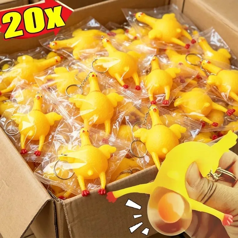 Creative Super Realx Soft Squeeze Egg Chicken Keychain Decompression Toy For Children Spoof Tricky Gadgets Kids Activity Gifts