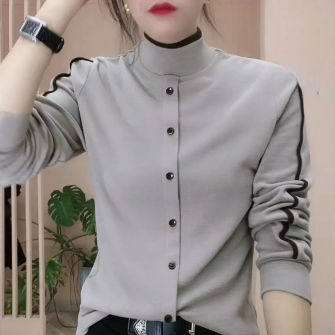 Double-sided German Velvet Base Shirt Autumn and Winter New Style Long-sleeved Turtleneck Fashionable Loose Women