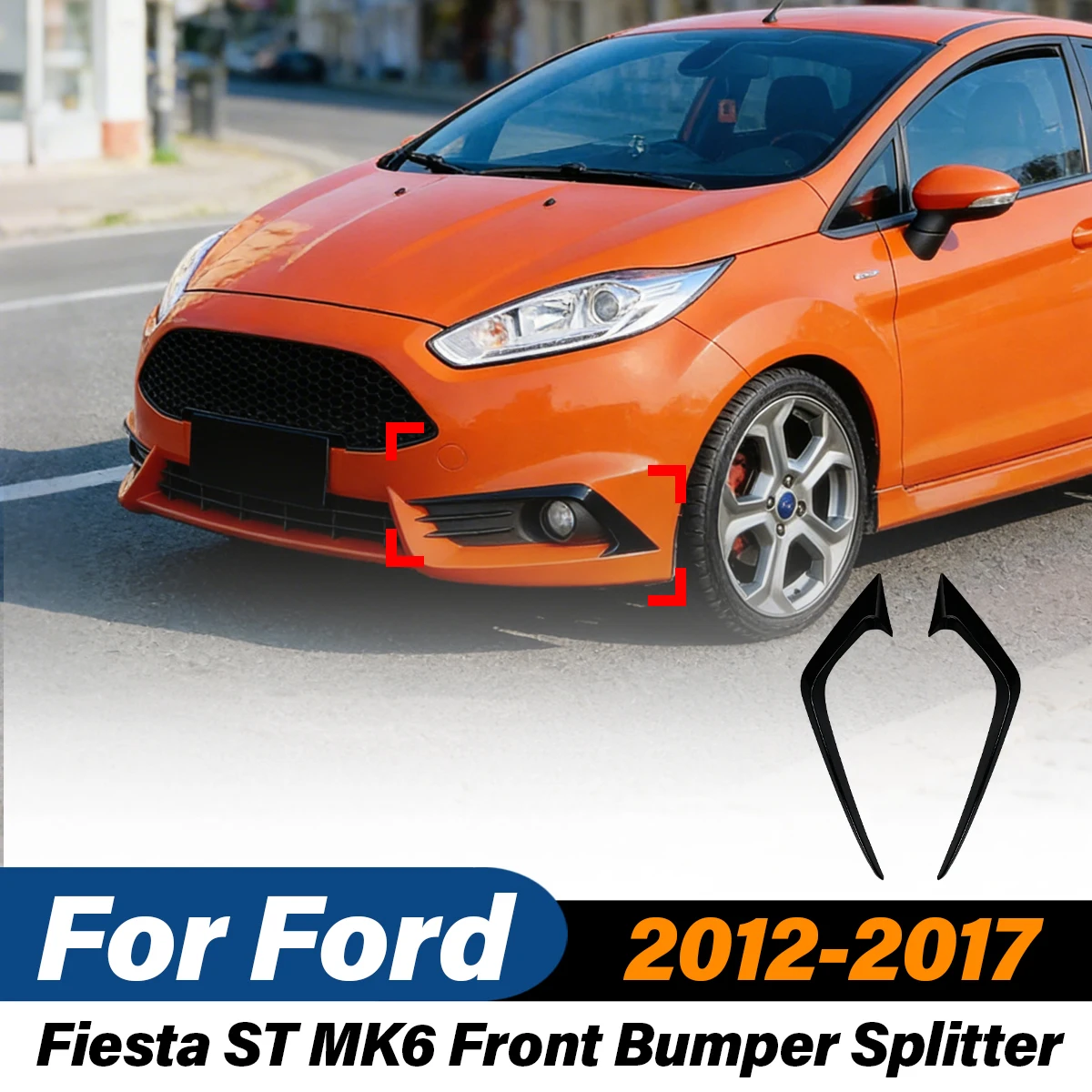 

For Ford Fiesta ST MK6 2012 2013 2014 2015 2016 2017 Car Front Bumper Splitter ABS Fog Light Decorative Body Modification Kit