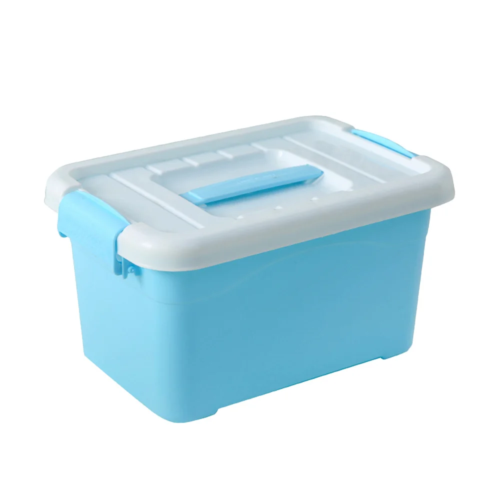 

Small Portable Plastic Storage Box Candy Color with Lid Lightweight Organizer for Office School Camping Trips Container