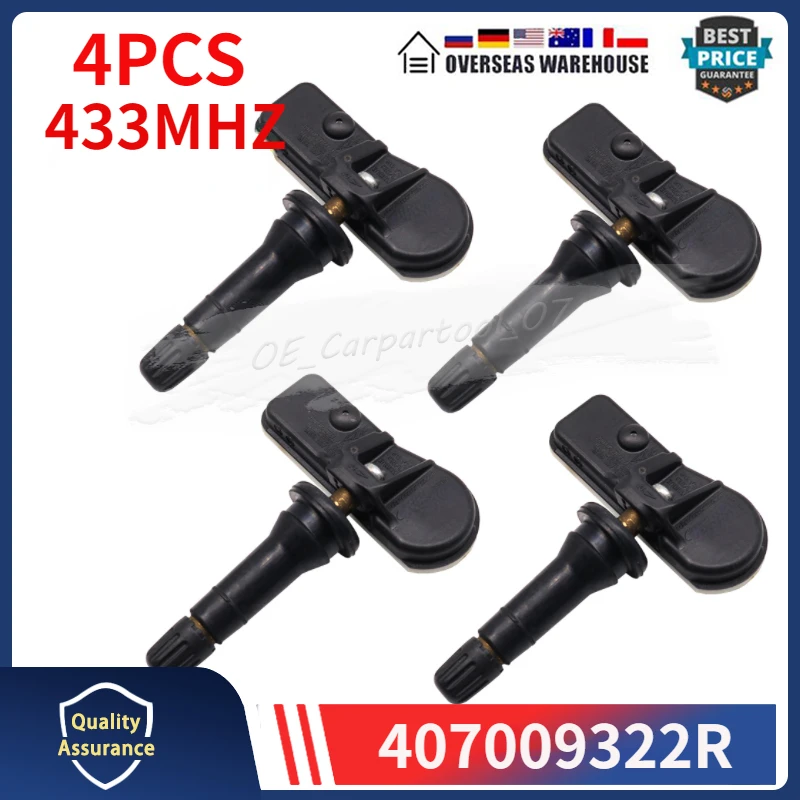 407009322R 407001628R Car Tire Pressure Monitor System For Dacia Dokker Fiat Vesta Nissan Opel Renault 433MHZ TPMS Sensor 4PCS