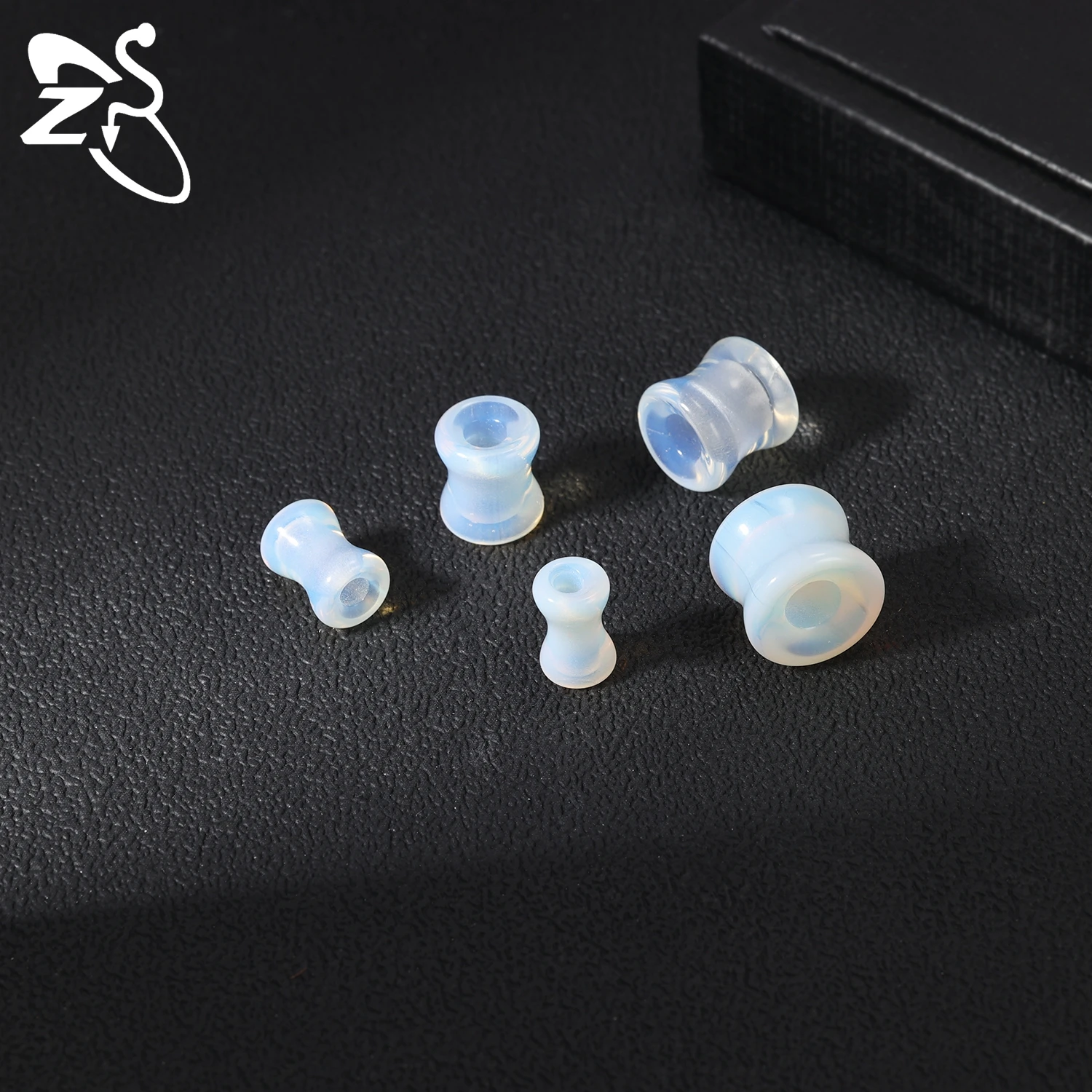 ZS 1 Pair Opal Stone Ear Plug And Tunnel Double Flared Large Gauges 5/6/8/10/12MM Hollow Ear Stretcher Expander Piercing Jewelry
