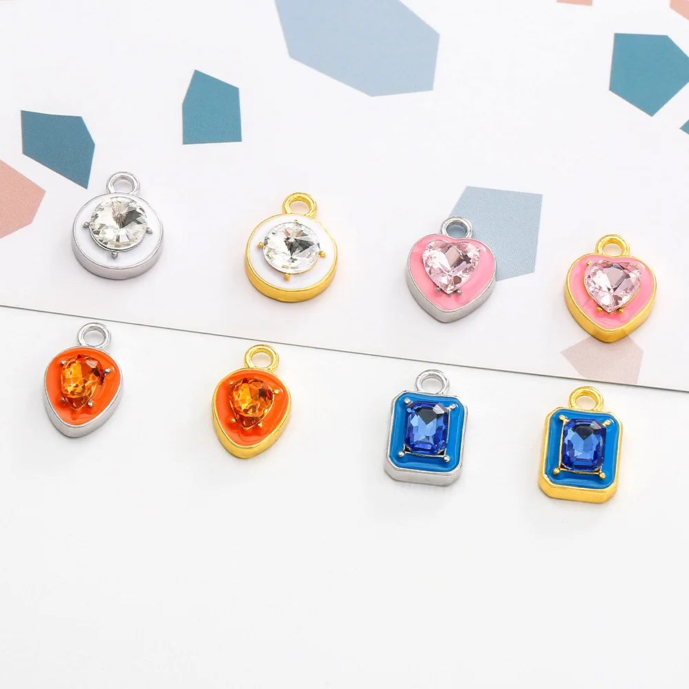 

diy jewelry accessories: Heart-shaped alloy diamond pendant, fashionable bracelet, earring accessories, heart-shaped pendant