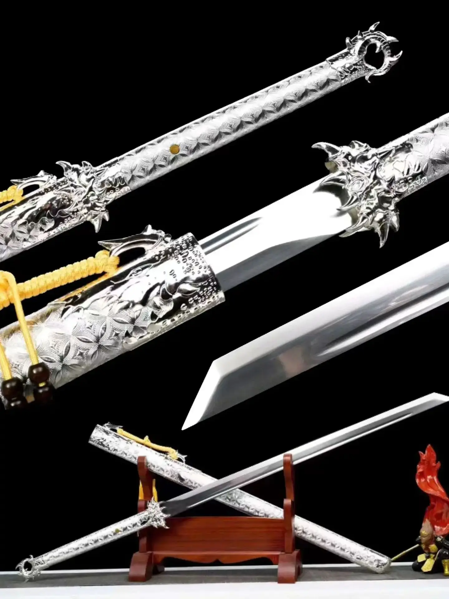 Chinese Kungfu Battle Sword, Real Handmade Multi Refined Extreme Manganese Steel Blade, Unsharp