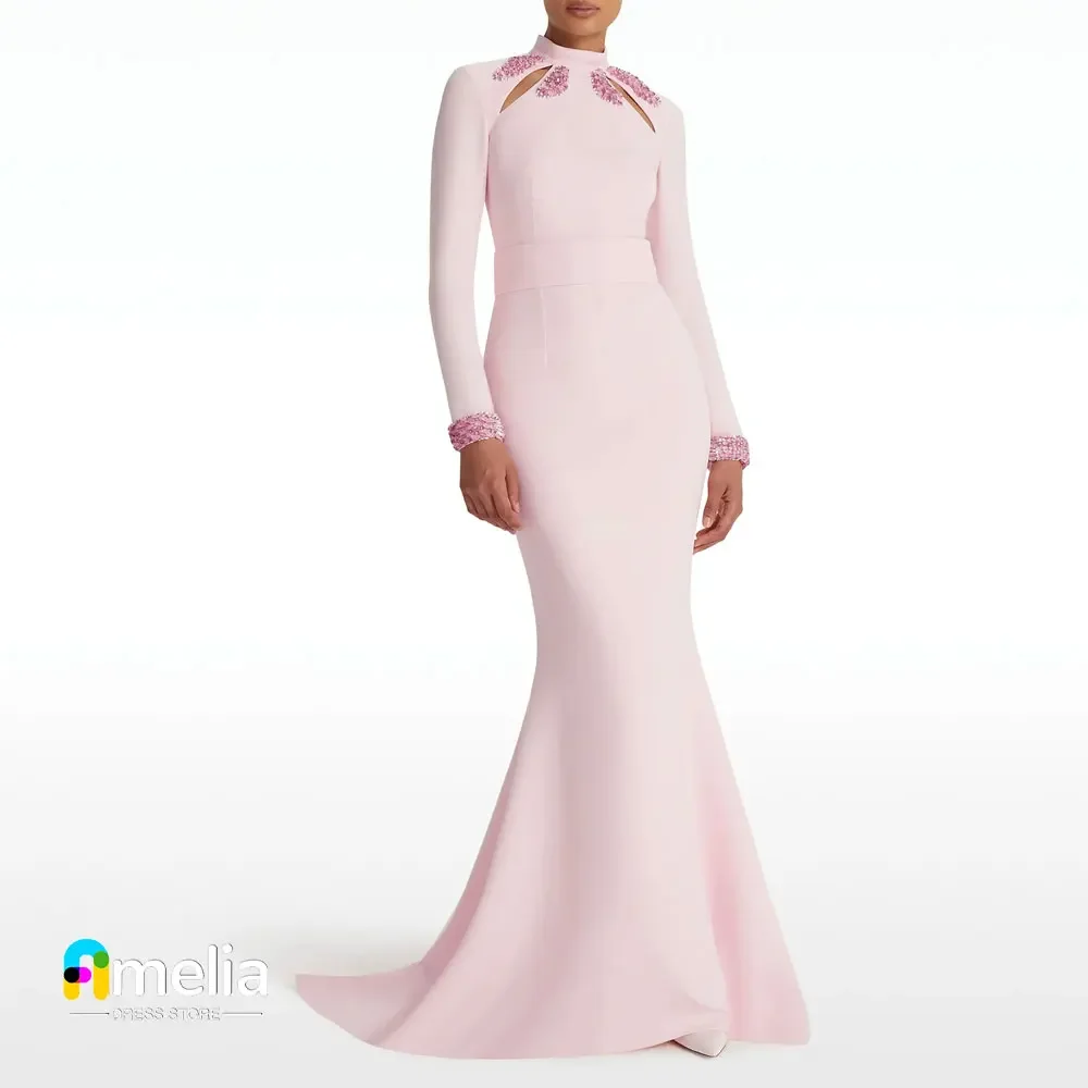 

Amelia High-Neck Prom Dress Full Sleeves With Floor Length Evening Dress With Women Wedding Party Formal Gowns Arabia