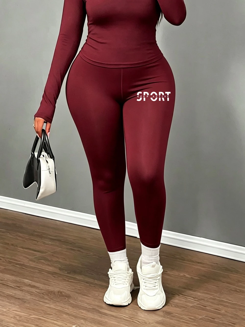 Sport Keep Active Letter Prints Women High Waist Tights Casual Elastic Trousers Fleece Thicken Pants Winter Slim Velvet Leggings