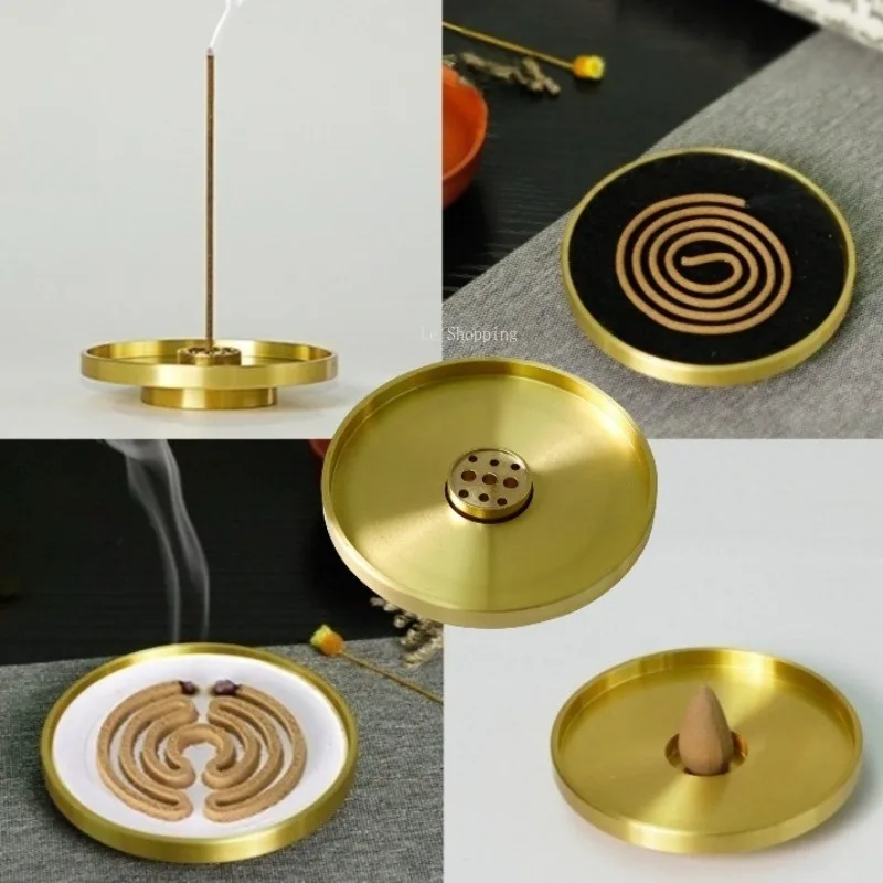 Brass Incense Plate Nine-hole Joss Stick Insert Base Tea Room Ornament Zen Aromatherapy Burner Home Incense Seal Accessories