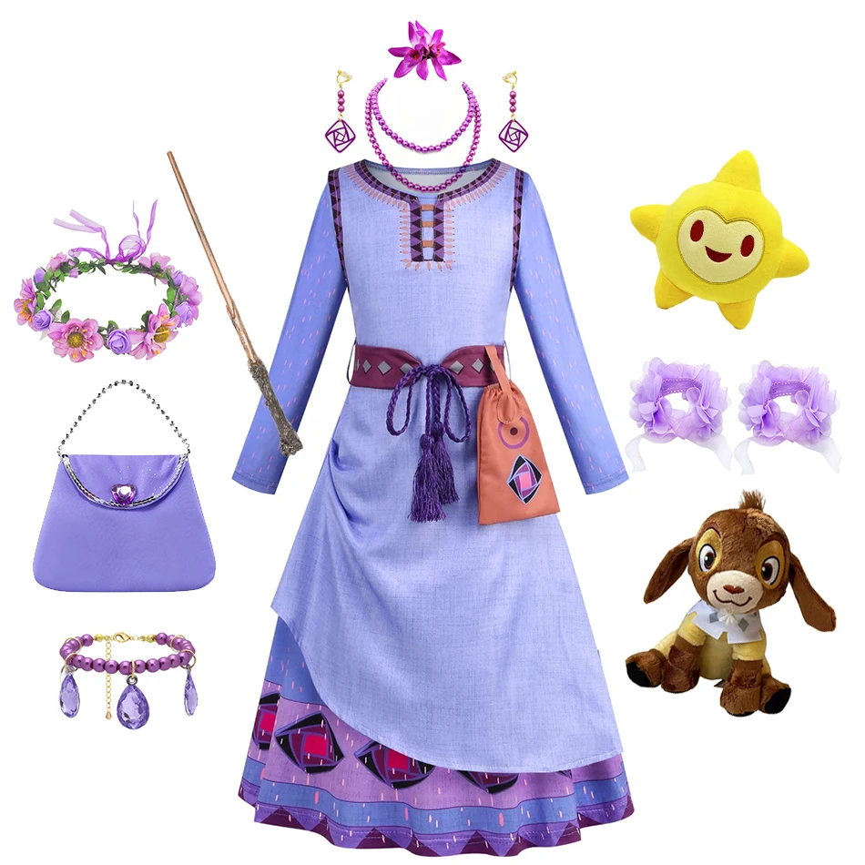 

Asha Dress For Girls Carnival Fantasy Princess Cosplay Costume Kids Elegant Gowns Wish Dress Up Clothes Children Fairy Outfits