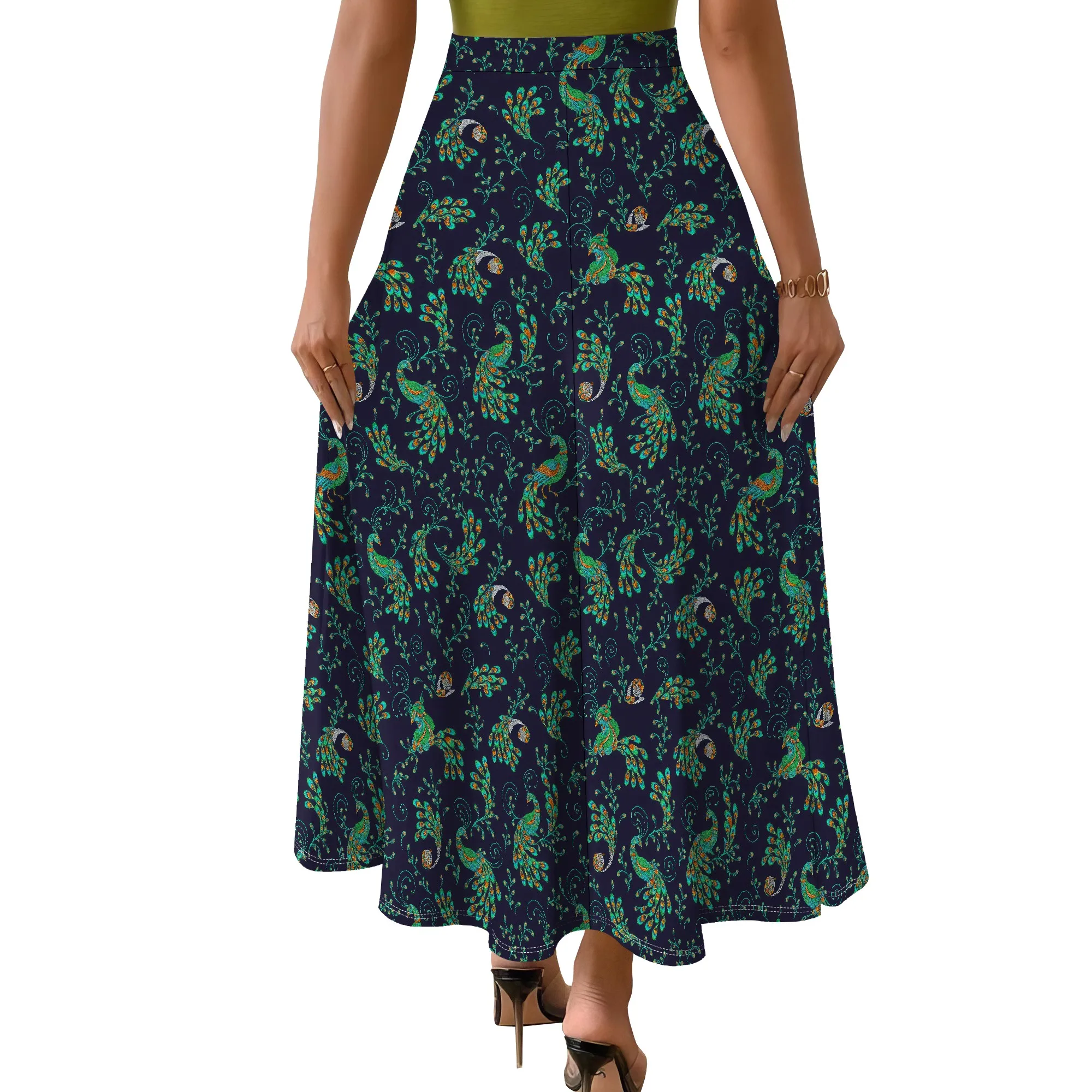 

Women's Chiffon Elastic High Waist Pleated A-Line Flared Maxi Skirts