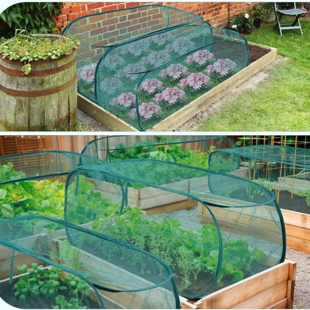 Foldable Plant Protection Netting Bird Control with Ground Stakes Mesh Plant Cage Raised Beds Garden Row Covers