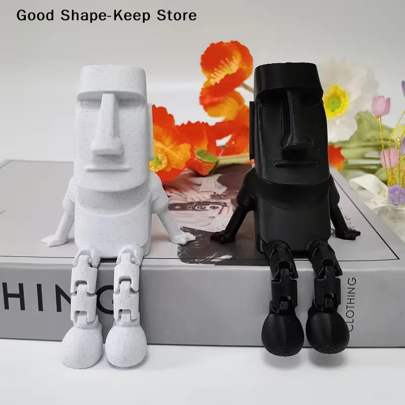 Bewegliche Gelenke Sammlerfigur Schreibtisch-Dekoration 3D-Gedruckte Moai-Statue Osterinsel Moai-Ornament Mit Partygeschenk