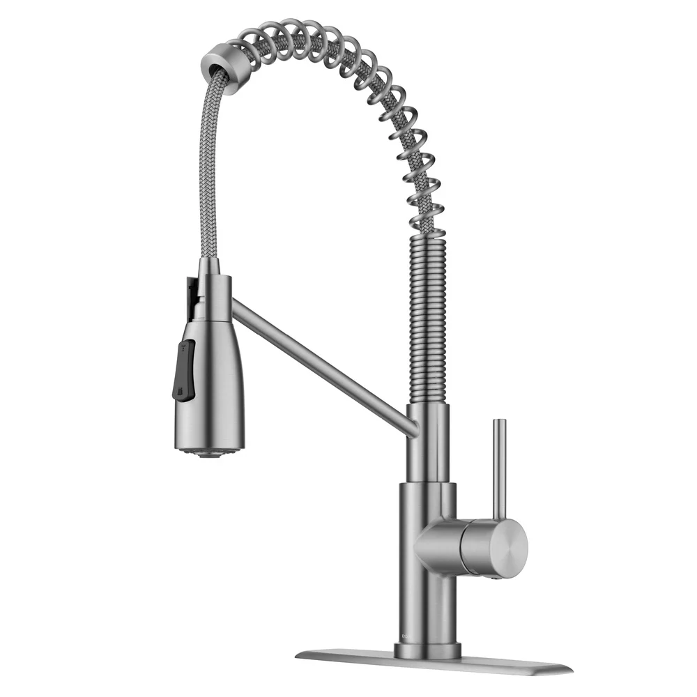 Commercial Style Pull-Down Kitchen Faucet Spot-Free Stainless Steel Single Handle 360 Degree Swivel Sprayhead Easy Installation
