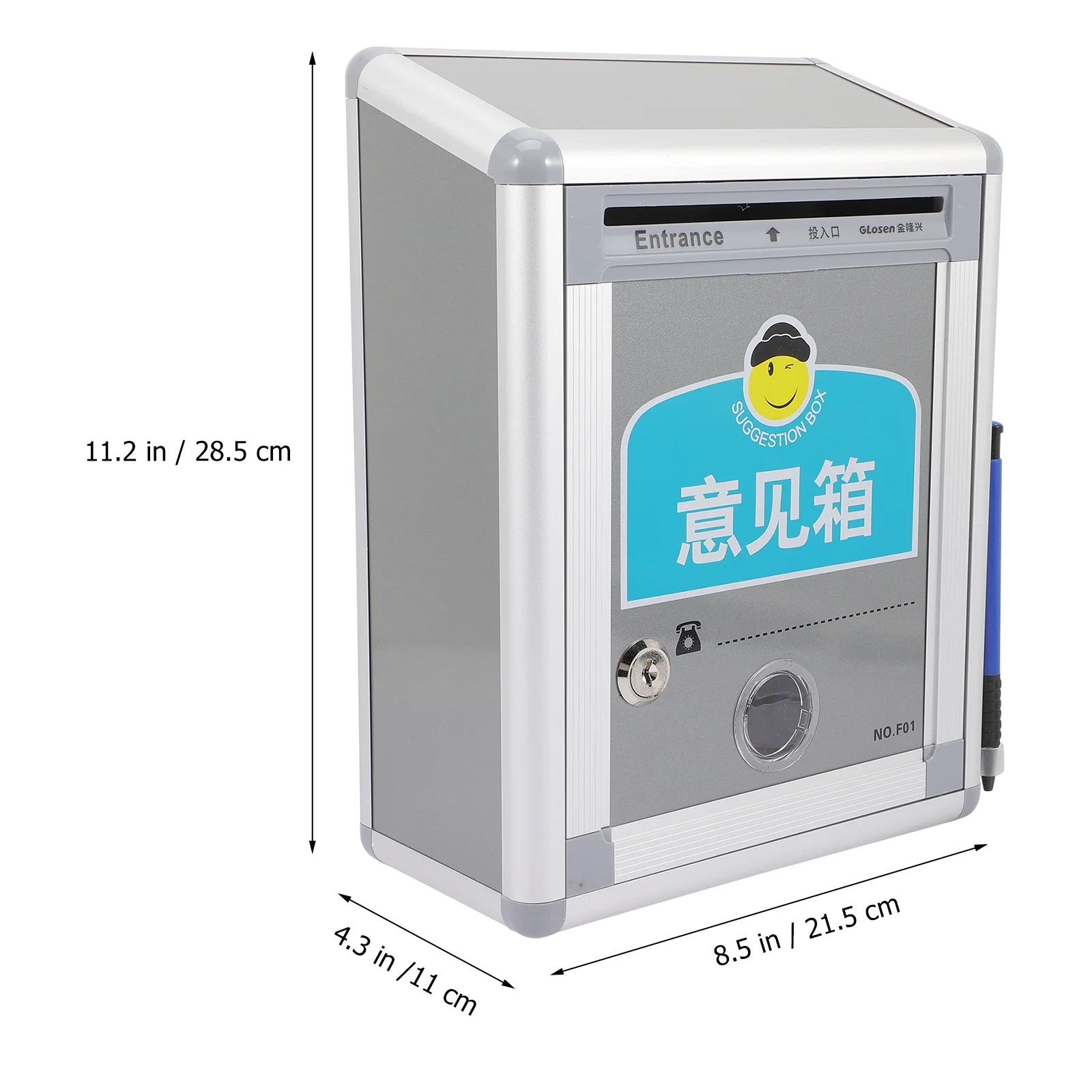 

Wall Mount Letter Box Aluminum Alloy Lockable Suggestion Box For Outdoor Public Complaint Donation Voting Mail Collection