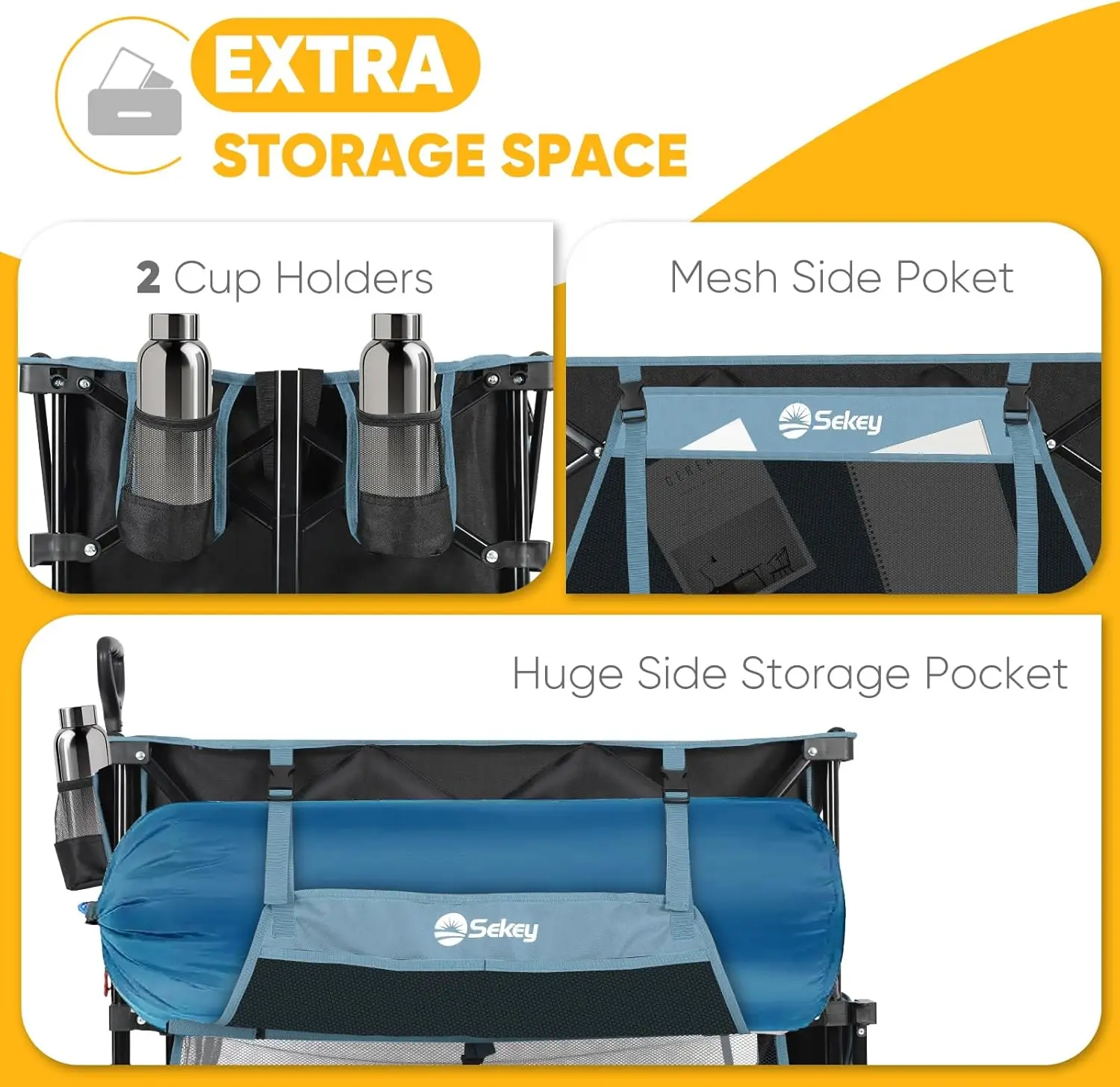 Vagón de dos pisos plegable de gran capacidad, carrito extensor Extra largo de 50 ", 500 libras, resistente