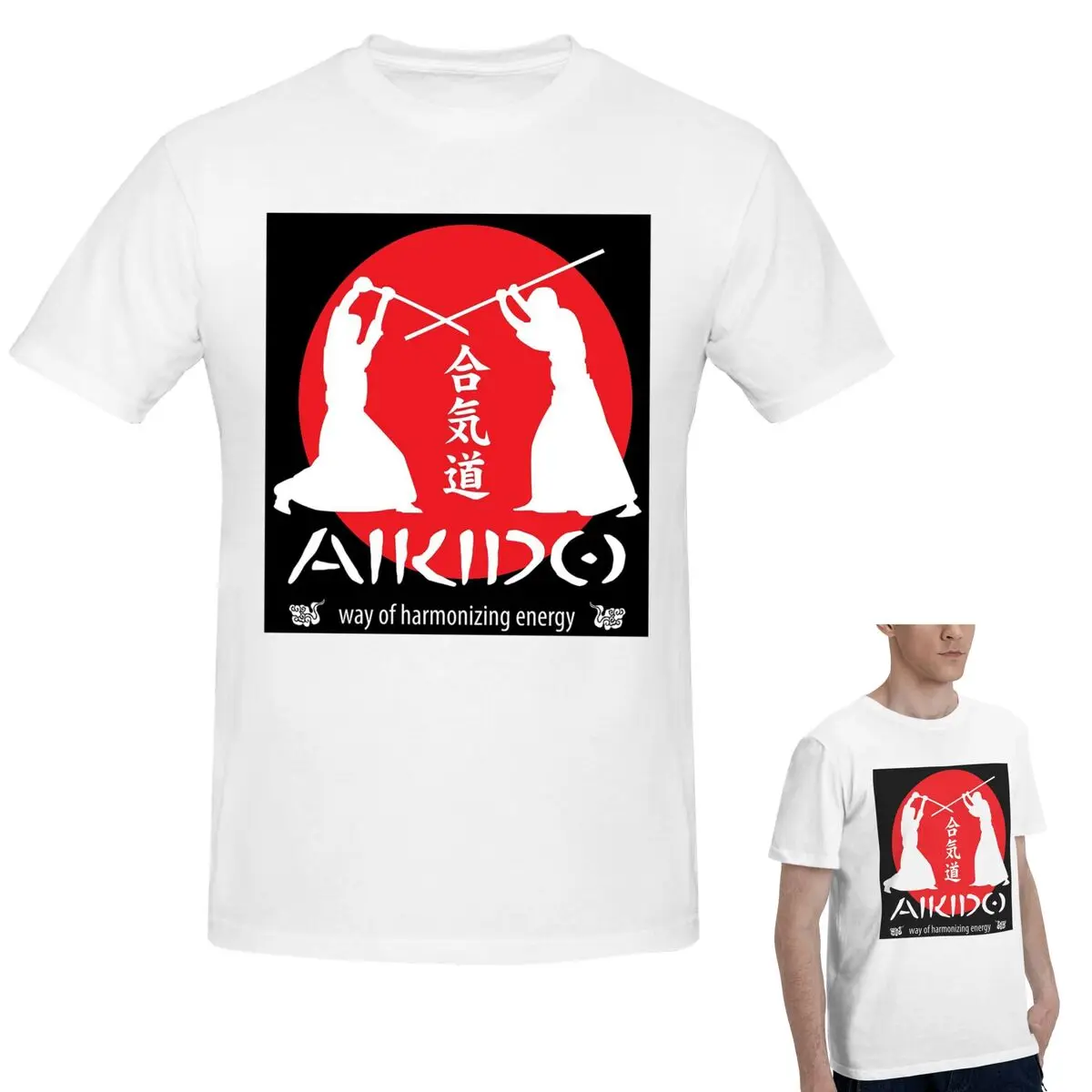 

Футболка Aikido из 100% хлопка, мужская модная футболка большого размера, мужские летние рубашки с круглым вырезом, топы, S-6XL