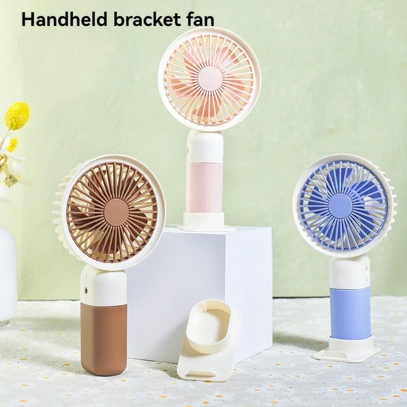 Simple Home Desktop Mini USB Rechargeable Small Fan Small Electric Fan for Students with Mobile Phone Holder Dormitory