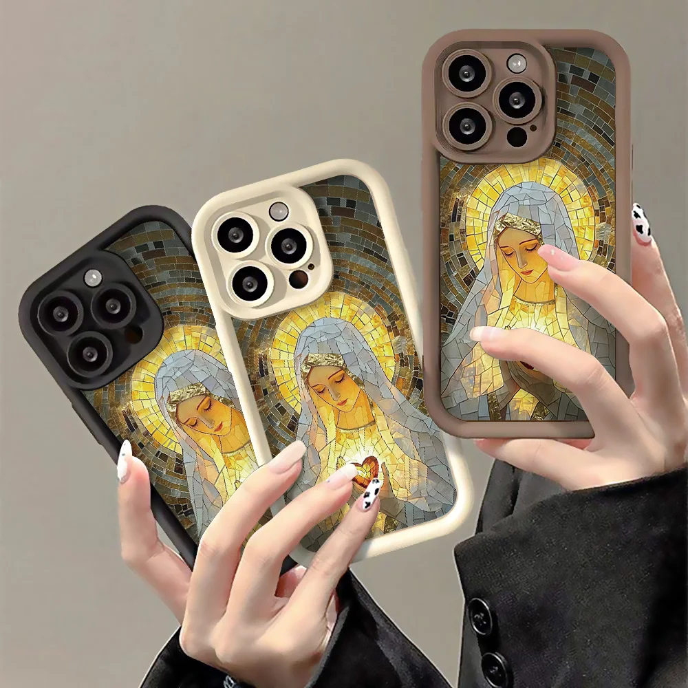 Retro Church Stained Glass Style Phone Case For iPhone 18 17 16 15 14 13 12 11 Pro Max X XS XR 7 8 Plus SE 2022 For Apple 18 Pro