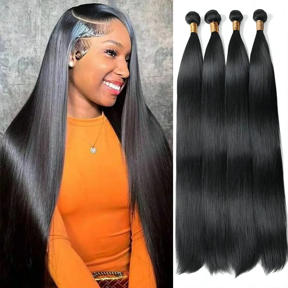 Прямые пучки человеческих волос 100% необработанные бразильские волосы 12А 8-34 дюймов 4/5/6 пучков предложений человеческие волосы двойной уток натуральный черный