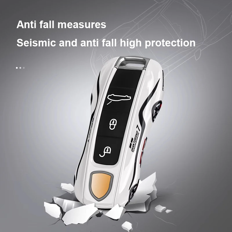 For Porsche Panamera Cayenne Macan 718 Cayman Boxster 911 Taycan Car 72 Concept Painted Key Case Protective Shell Fob Cover