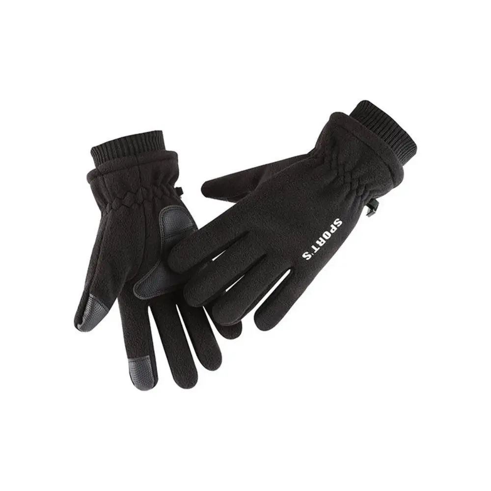 

Fashion Keep Warm Fleece Gloves Korean Style Thicken Winter Warm Gloves Touch Screen Windproof Cycling Mittens Autumn