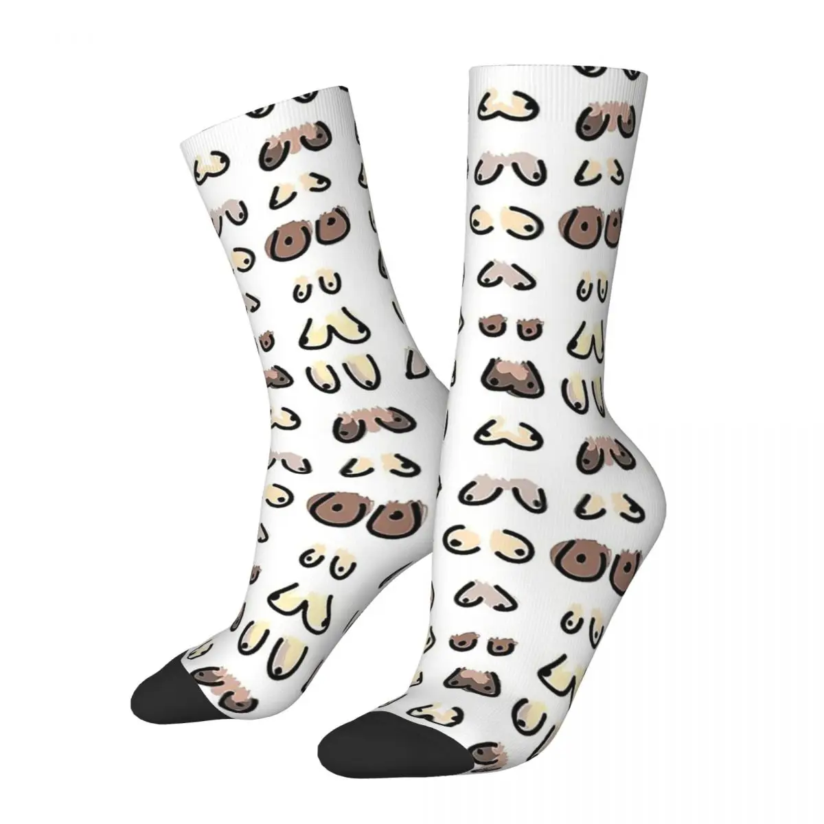 Funny Men's Socks Shower Curtain Retro Harajuku Boobs Hip Hop Casual Crew Crazy Sock Gift Pattern Printed