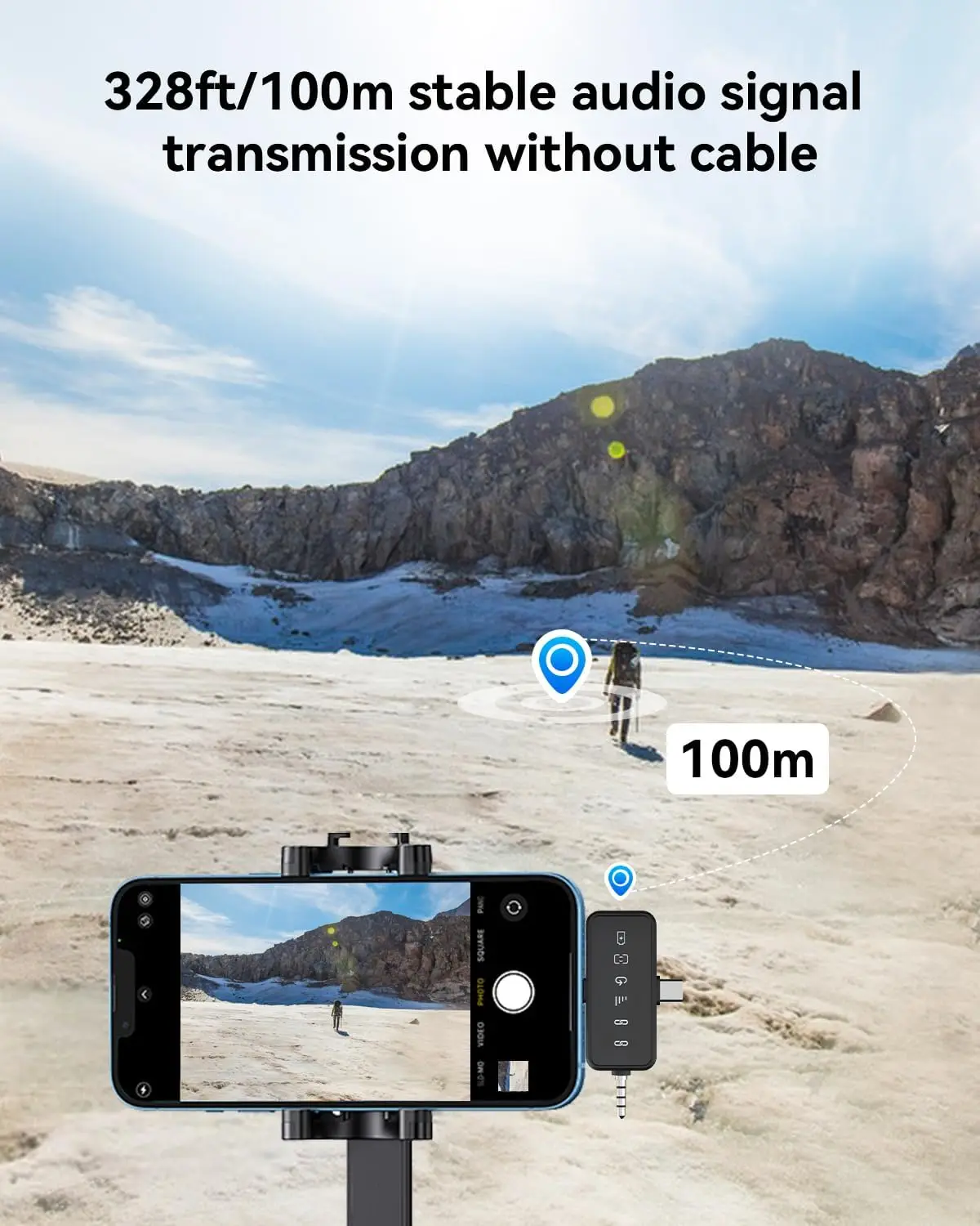 3 in 1 Microphone for iPhone/Android, Wireless, 328ft Transmission, Mini Microphone for Record Interview, YouTube, Tiktok image 4