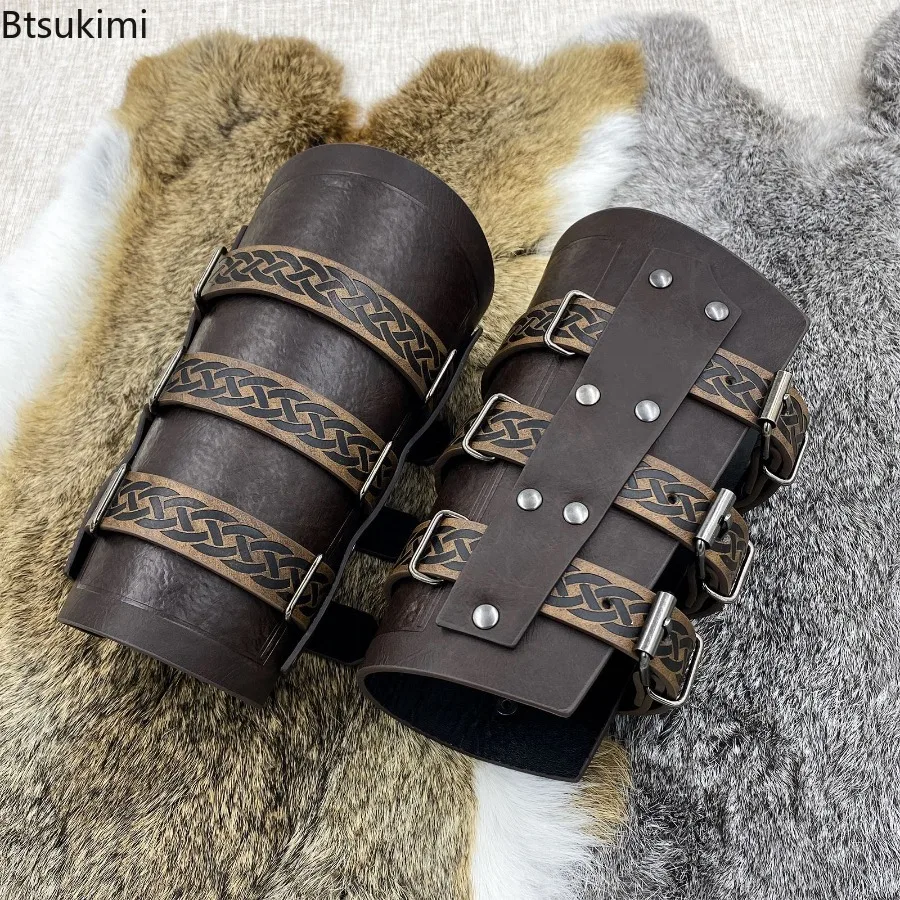 Akcesoria do cosplay na Halloween, zbroja, bransoletka na nadgarstek dla dorosłych, średniowieczny bransoletka, kostium wikingów, rękawica łucznicza, bransoletka Larp, rycerska bransoletka ze skóry PU