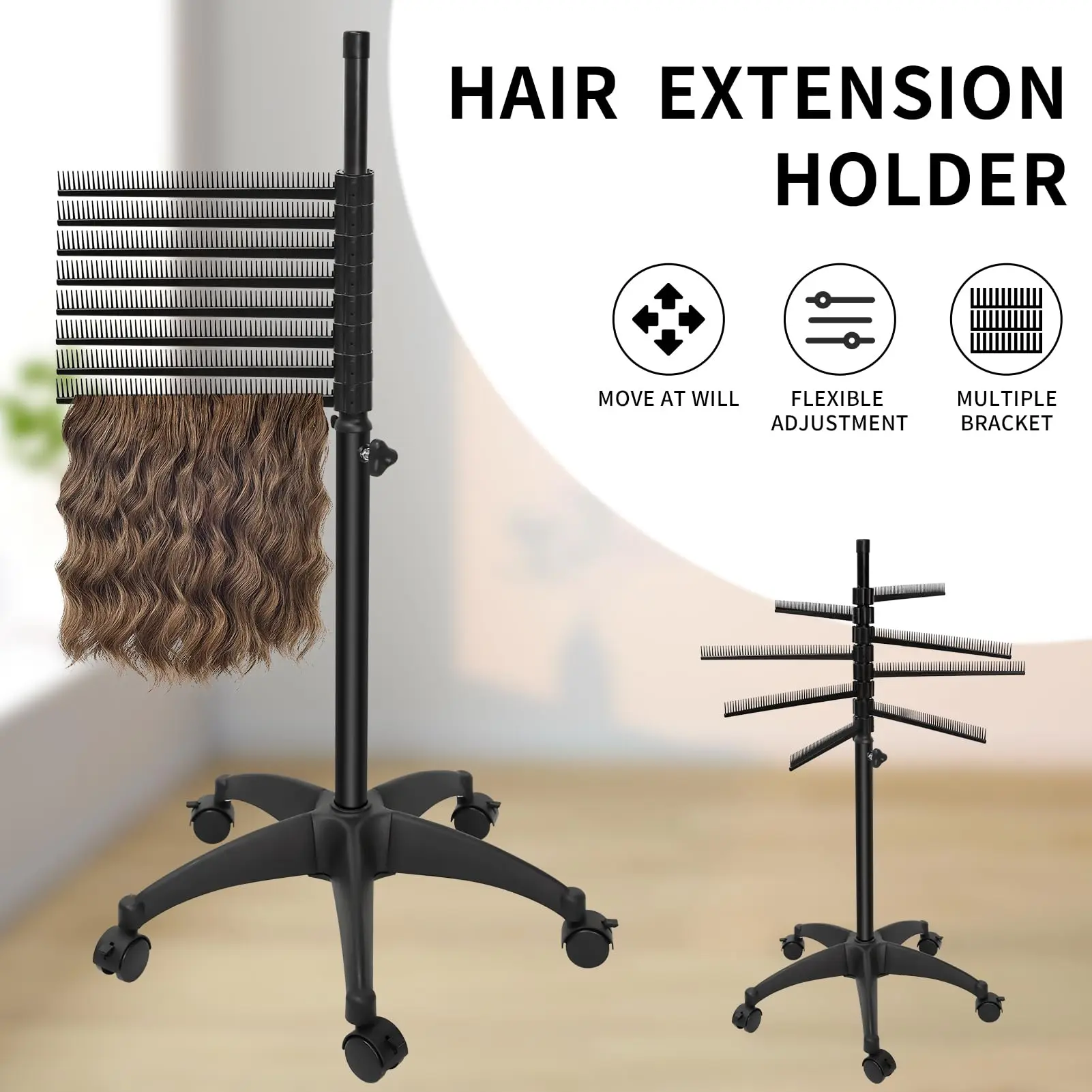 Salon Adjustable Braiding Hair Rack Hair Racks Height Hair Extension Holder Standing Braid Rack for Stylists Braiders