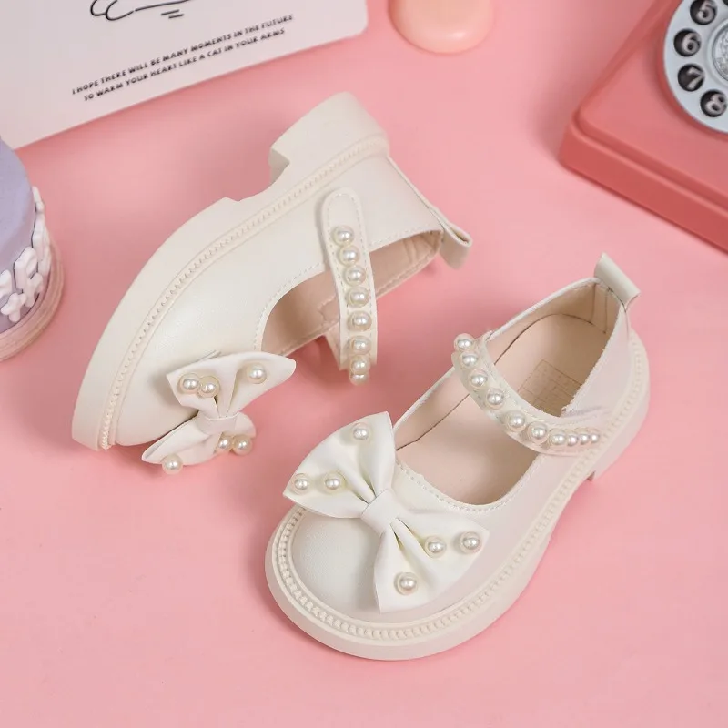 ربيع الخريف الفتيات أحذية من الجلد الحلو Bowknot الأميرة حفل زفاف أطفال موضة ماري جين أحذية أنيقة الأطفال حذاء مسطح