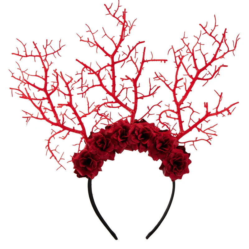 Gothic Antler Hairband Handmade Lolita Deer Ears Tree Branch Headband Halloween Christmas Headwear Party Accessories