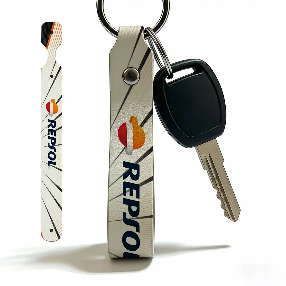 For Repsol Soft PU Leather Motorcycle Keychain Lightweight Key Holder For Scooter Racing