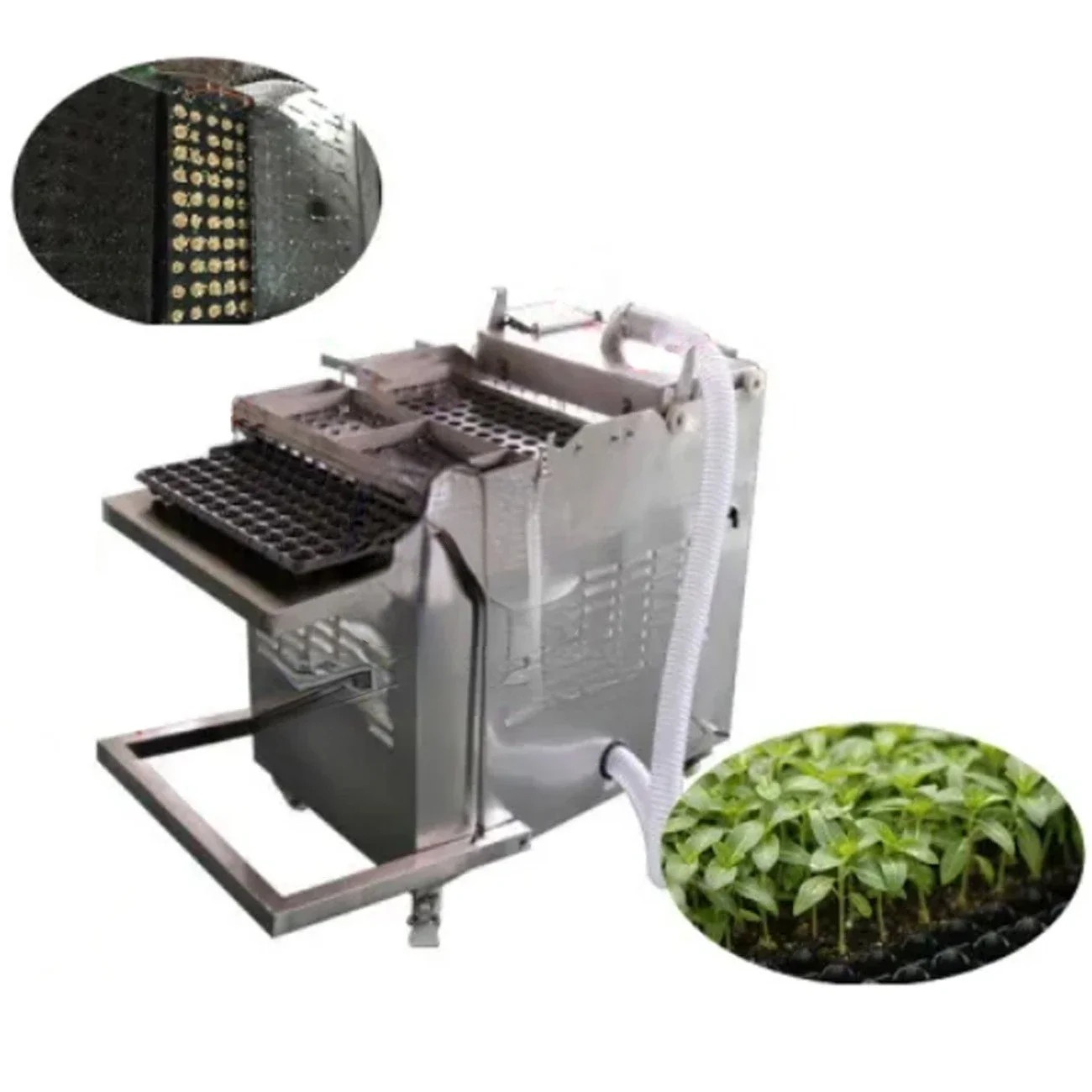 Stainless steel automatic seedling/sowing machine with soil covering system