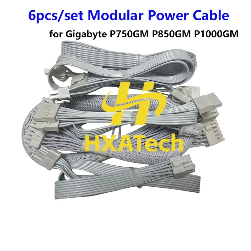 HXATech-White 1set Cable Kit SATA IDE PCIE 8pin CPU 8pin Modular Power Cable for Gigabyte P750GM P850GM P1000GM