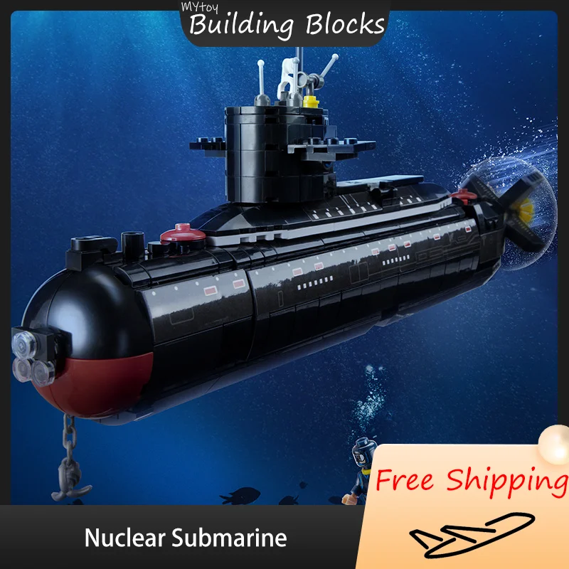 

Строительные блоки для ядерной подводной лодки, украшения для модели военного корабля с мелкими частицами, игрушки для сборки, детские подарки