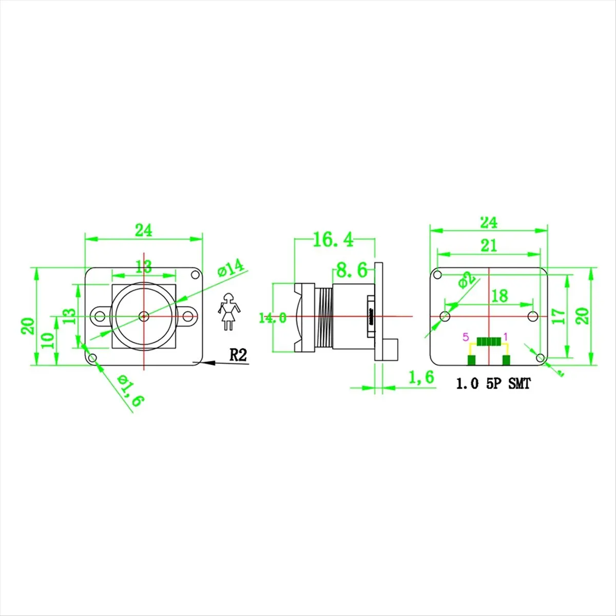 sixsix 2K USB Camera Module 5MP Fixed Focus 100Degree IP Webcam CMOS OS05A20 2592x1944 MJPG OTG UVC USB Plug Play