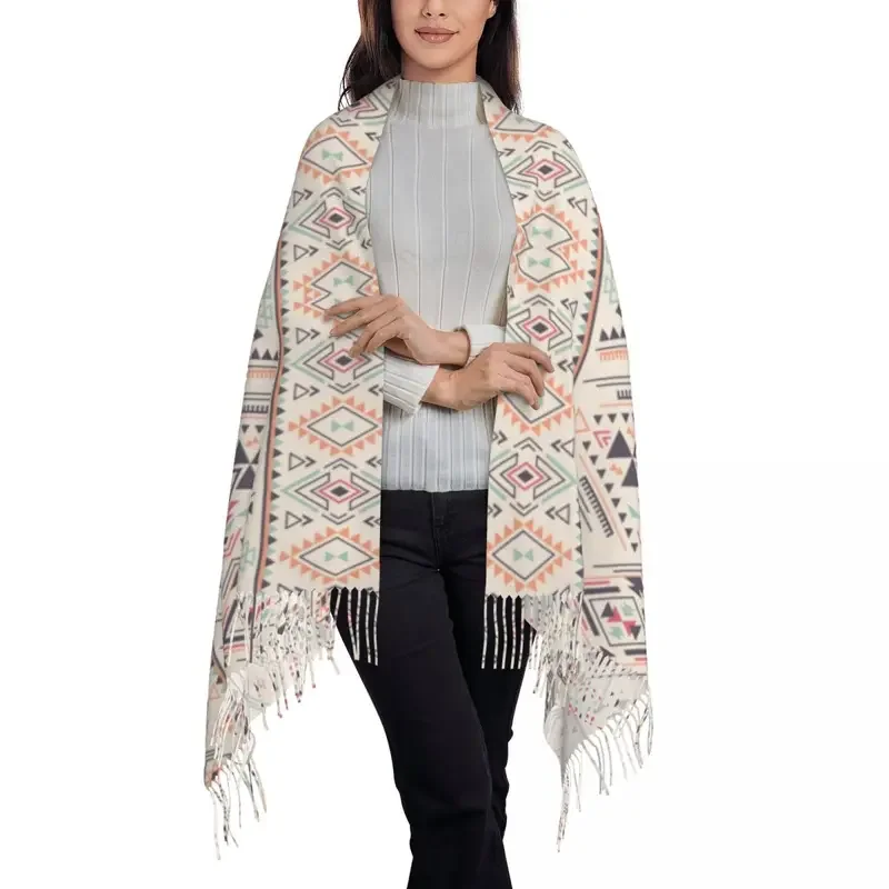 Geometric Kilim Ikat Aztec Patern Scarf Women Men Luxury Winter Shawl Wraps Vintage Turkish Ethnic Persian Tribal Tassel Wraps