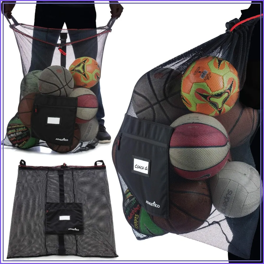 

Extra Large Mesh Ball Bag - Heavy Duty Drawstring for Basketball, Volleyball, Soccer, Beach Gear