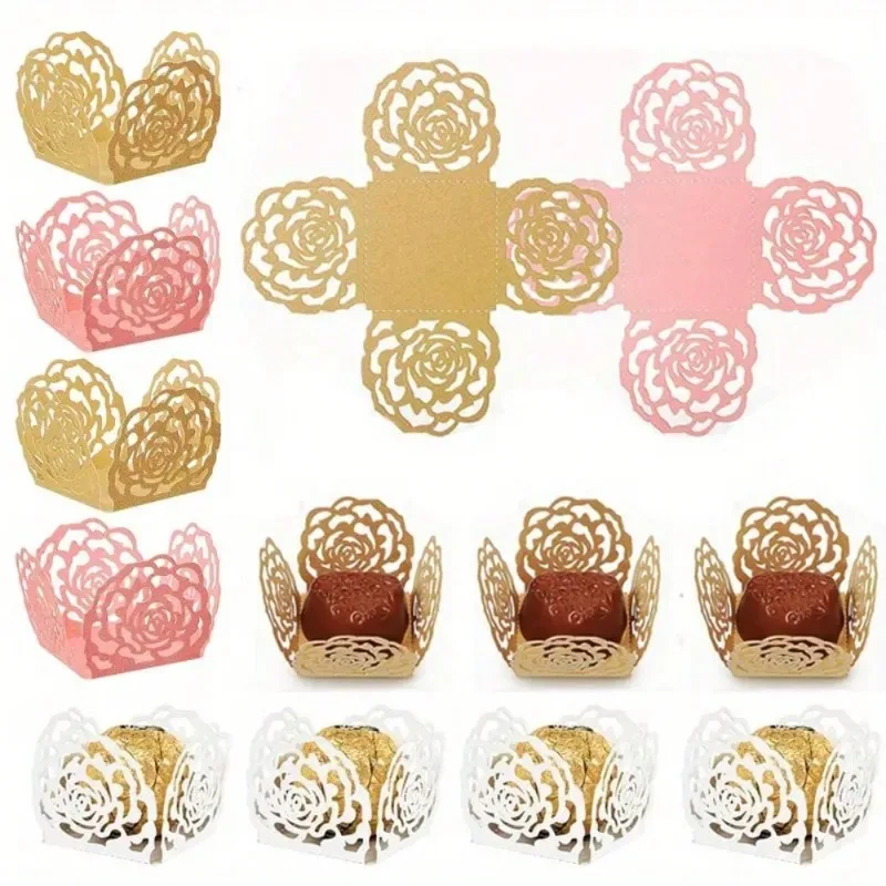 

Обертки для кексов, элегантные цветочные полые бумажные вкладыши для свадьбы, дня рождения, дня Святого Валентина, украшения для выпускной вечеринки