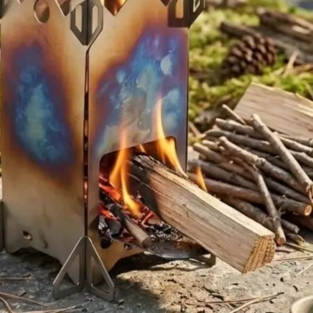 Lightweight 178g Wood Burning Stove 24x18cm Stainless Steel 201 1.2mm Portable for Camping Backpacking and Hiking Trips